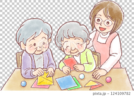 介護のイラスト_デイサービスのイベント_デイサービス_認知症対応型通所介護 介護のイラスト_デイサービスのイベント_デイサービス_認知症対応型通所介護 124109782