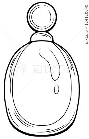 Clear perfume bottle with rounded edges and a small round cap 124110040