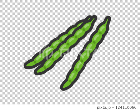 サヤインゲンのアイコン(線画カラー)のイラスト サヤインゲンのアイコン(線画カラー)のイラスト 124110066
