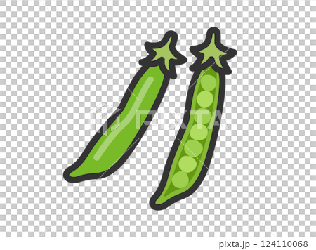皮のついた、えんどう豆のアイコン（線画カラー）のイラスト 124110068