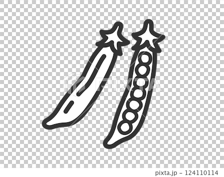 帶皮的豌豆圖示的線條畫插圖 124110114