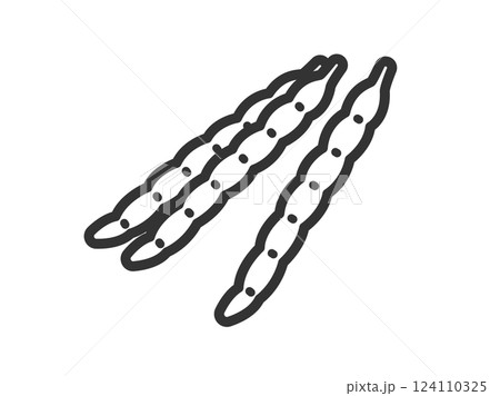 サヤインゲンのアイコン（線画）のイラスト 124110325