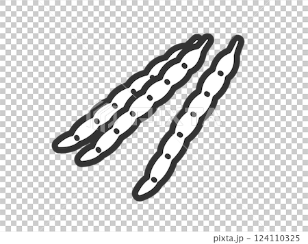 サヤインゲンのアイコン（線画）のイラスト 124110325