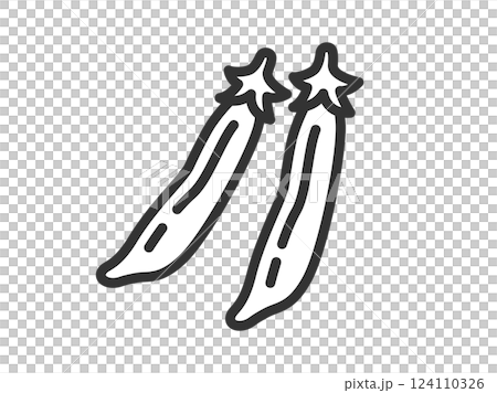 えんどう豆のアイコン（線画）のイラスト 124110326