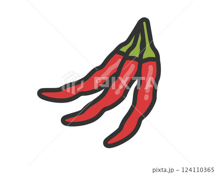 唐辛子のアイコン（線画カラー）のイラスト 124110365