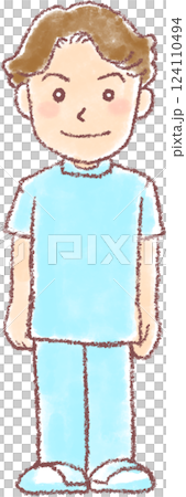 Young male caregiver_whole body Young male caregiver_whole body 124110494