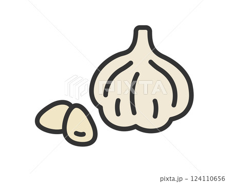 ニンニクのアイコン(線画カラー)のイラスト ニンニクのアイコン(線画カラー)のイラスト 124110656