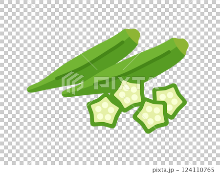 Illustration of a cut okra icon 124110765