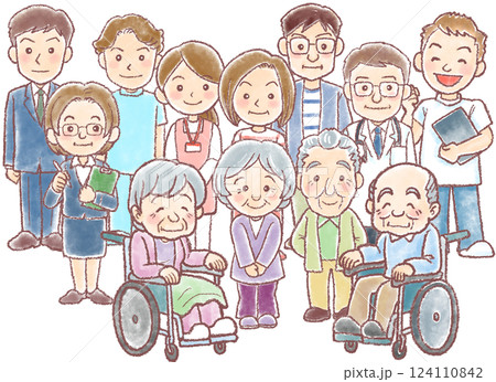介護のイラスト_介関係者_人物イラスト_12人 124110842