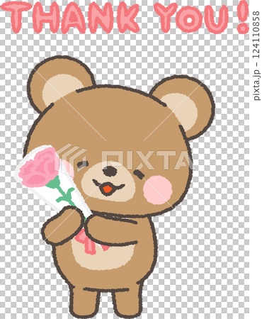 Smiling bear holding a carnation 124110858