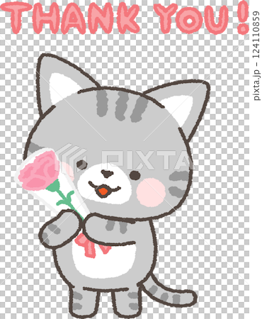 Cat with a carnation Cat with a carnation 124110859