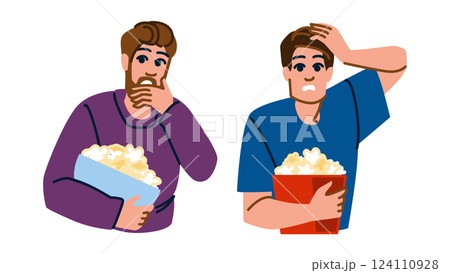 suspense watching horror man vector 124110928