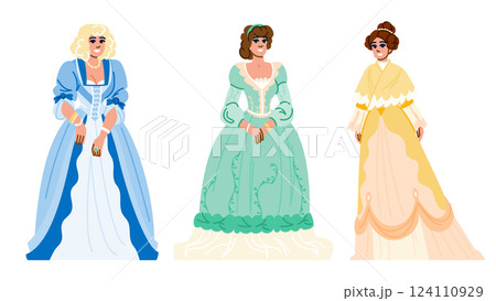 crinoline victorian woman outfit vector 124110929