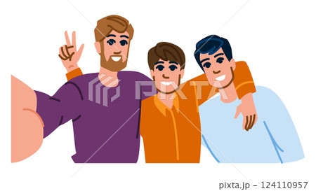 portrait man selfie group vector 124110957