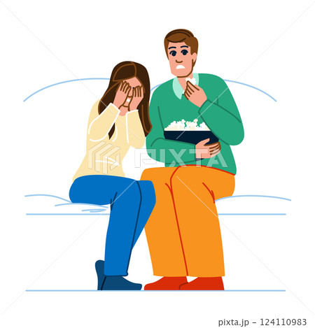 fear horror movie couple vector 124110983