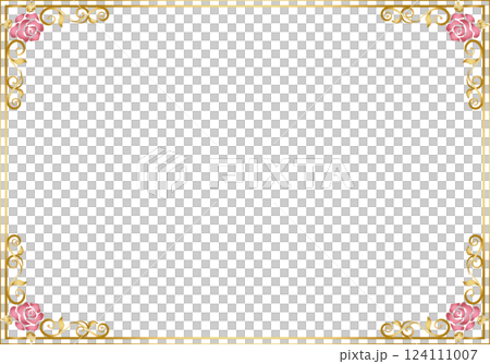 Vintage calligraphy style frame material 79 <Rose decorative frame> Vintage calligraphy style frame material 79 <Rose decorative frame> 124111007