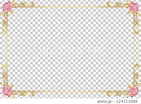 Vintage calligraphy style frame material 80 <Rose decorative frame> 124111008