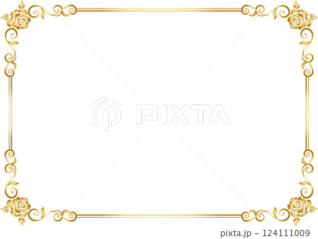ビンテージカリグラフィ風フレーム素材81<薔薇の飾り枠> ビンテージカリグラフィ風フレーム素材81<薔薇の飾り枠> 124111009