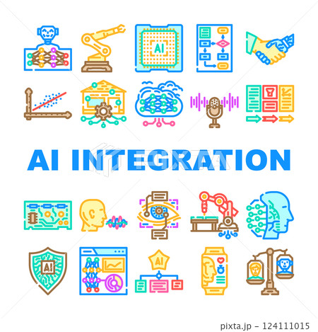 ai integration deep learning icons set vector 124111015