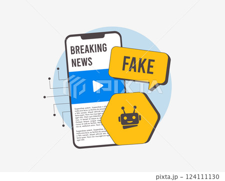 AI fake news detector analyzes data, verifies information and detects misinformation. AI-powered tools help identify false news, prevent disinformation and enhance media credibility illustration AI fake news detector analyzes data, verifies information and detects misinformation. AI-powered tools help identify false news, prevent disinformation and enhance media credibility illustration 124111130