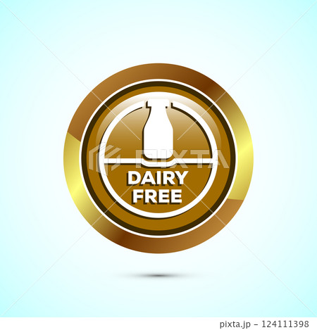 Dairy free icon design illustration, Dairy free badge label, Healthy food concept, Button design Dairy free icon design illustration, Dairy free badge label, Healthy food concept, Button design 124111398