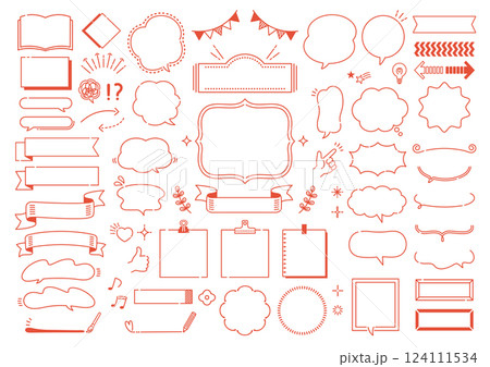 ポップでかわいい線の吹き出しセット ポップでかわいい線の吹き出しセット 124111534