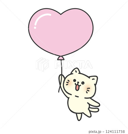 風船を持って飛んでいる猫 風船を持って飛んでいる猫 124111738