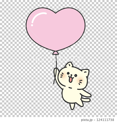 風船を持って飛んでいる猫 風船を持って飛んでいる猫 124111738