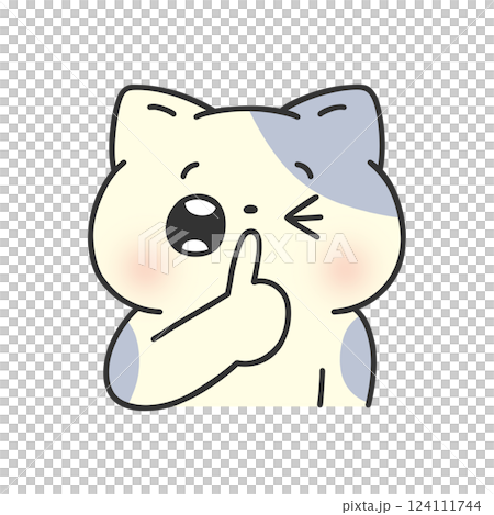 シーっと静かにする猫 124111744