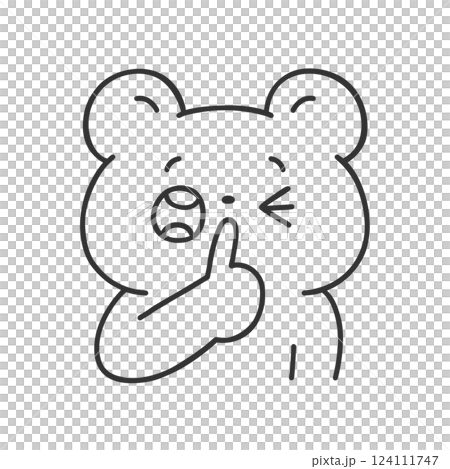 一隻安靜的熊 - 線條畫 一隻安靜的熊 - 線條畫 124111747