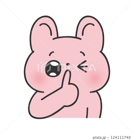 シーっと静かにするウサギ シーっと静かにするウサギ 124111748