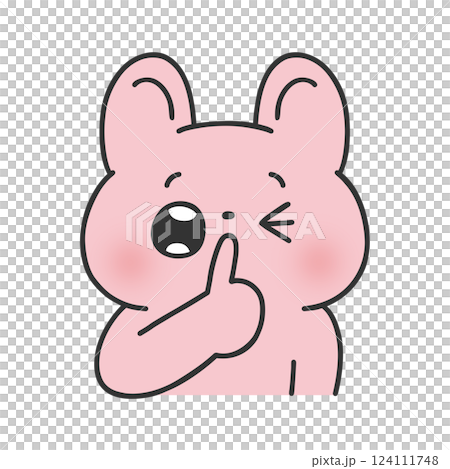 シーっと静かにするウサギ シーっと静かにするウサギ 124111748