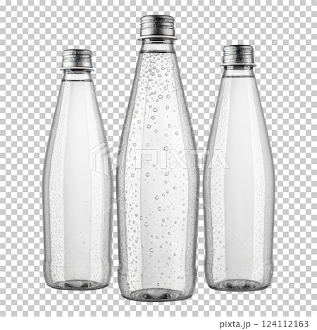Transparent Fizzy Beverage Bottles with Bubbly Liquid 124112163