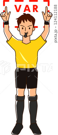 VARの指示を出す主審 VARの指示を出す主審 124112188