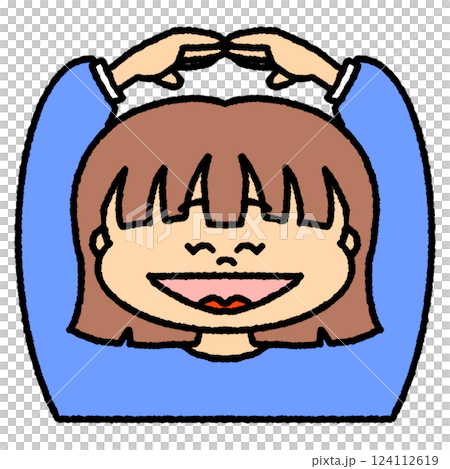 Illustration of a woman making a circle with her hands 124112619