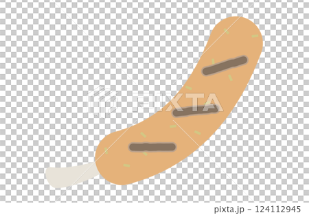 Vector illustration of bone-in sausage Simple processed meat 124112945