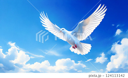 平和の白い鳩,Generative AI,AI画像 124113142