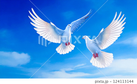 平和の白い鳩,Generative AI,AI画像 124113144