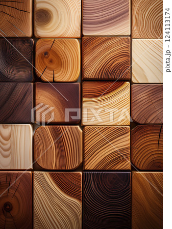木目の断面を並べる　四角 124113174