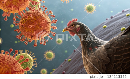 Detailed Microscopic View of Avian Flu Virus Particles During Avian Flu Pandemic 124113353