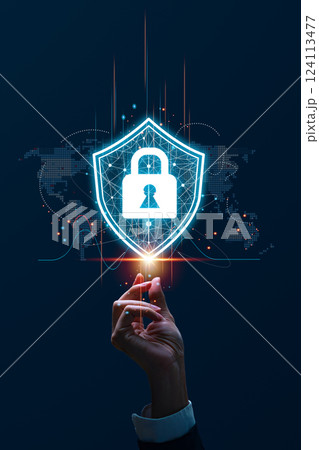 Cyber security concept, information security and encryption, secure access to user's personal information, secure Internet access, cybersecurity. Developing network security system 124113477