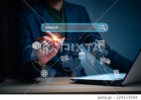 Digital modern online shopping and e-commerce concept, The modern interface online shopping digital futuristic. Digital modern online shopping and e-commerce concept, The modern interface online shopping digital futuristic. 124113504