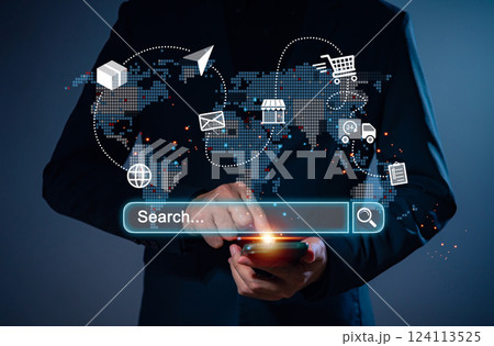 Digital modern online shopping and e-commerce concept, The modern interface online shopping digital futuristic. 124113525