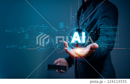 Artificial Intelligence digital technology concepts, using technology smart bot, artificial intelligence by enter command prompt for generates something, Futuristic technology transformation. 124113555