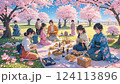 桜の木の下で花見 124113896