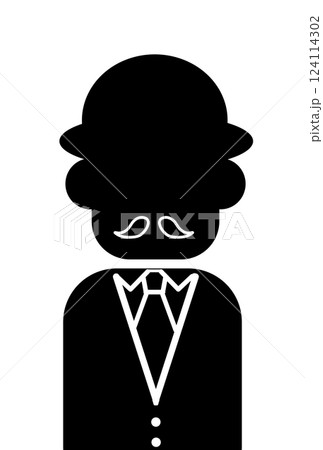 ひげの生えた黒い人のシルエット 124114302