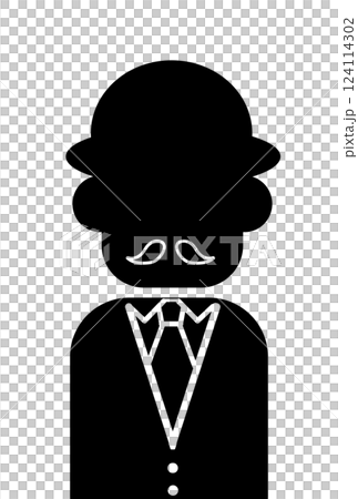 ひげの生えた黒い人のシルエット 124114302