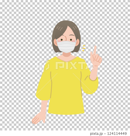 マスクをつける女性 124114449