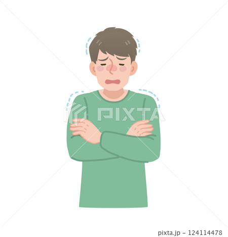 震える男性 124114478