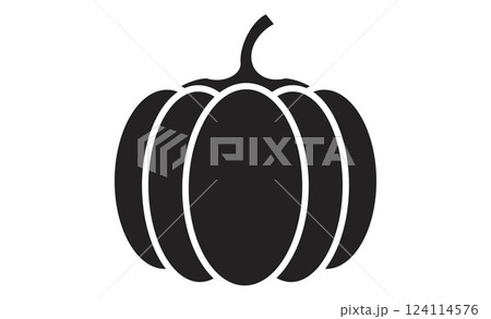 シンプルなかぼちゃの線画アイコン シンプルなかぼちゃの線画アイコン 124114576
